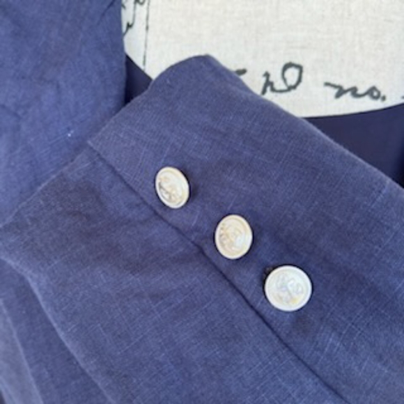 ST TROPEZ WEST NAVY LINEN BLAZER SIZE MEDIUM NWOT - Picture 9 of 13